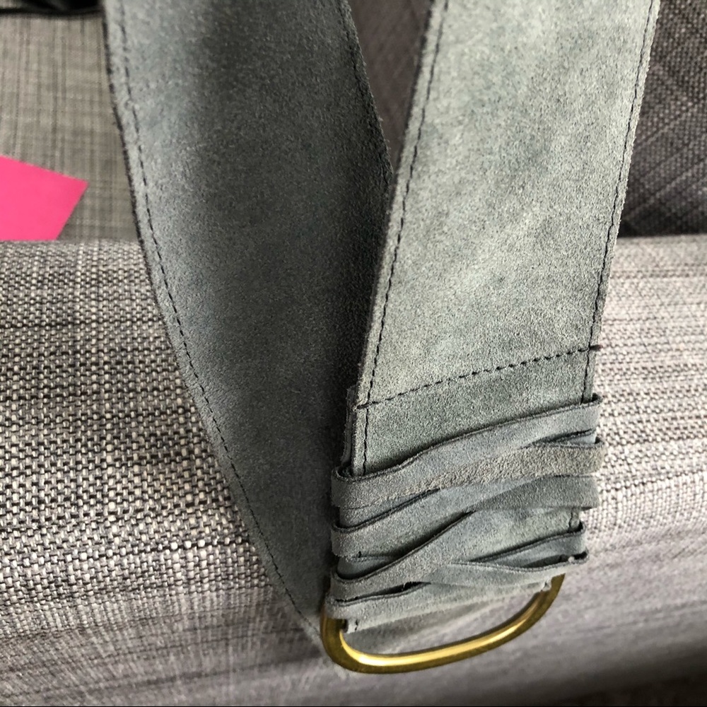 Grey Suede Leather Belt Large/Adjustable - image 1